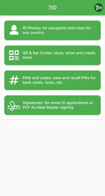 7आईडी ऐप: क्यूआर कोड स्कैन करें, बनाएं और स्टोर करें