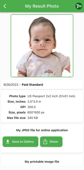 Bebek pasaportu fotoğraf örneği