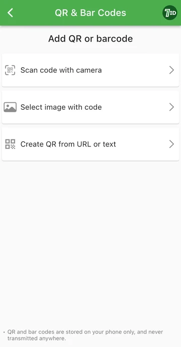 Aplikacja 7ID: dodaj kod QR lub kod kreskowy